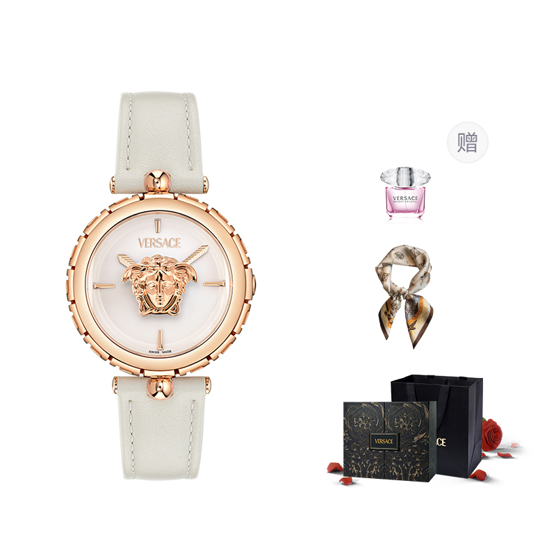

VERSACE Часы MEDUSA JEWEL Collection Wrist Watch Quartz Movement Cow Leather Strap 34MM Red Watch Dial Women's Watch, White
