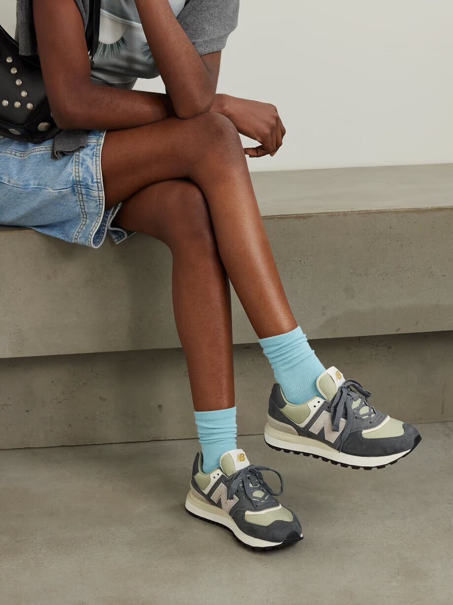 Кроссовки 574 из кожи, замши и сетки New Balance, серый — фото 2
