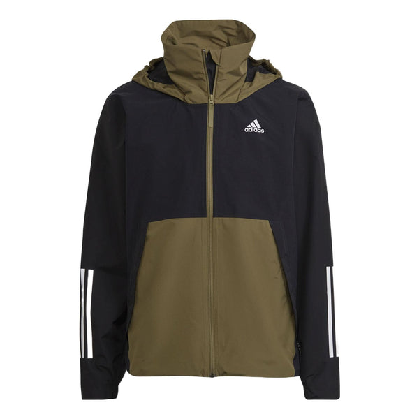 

Куртка adidas BSC 3S R.R JKT Contrast Color Stitching Hooded Jacket Olive Green, зеленый