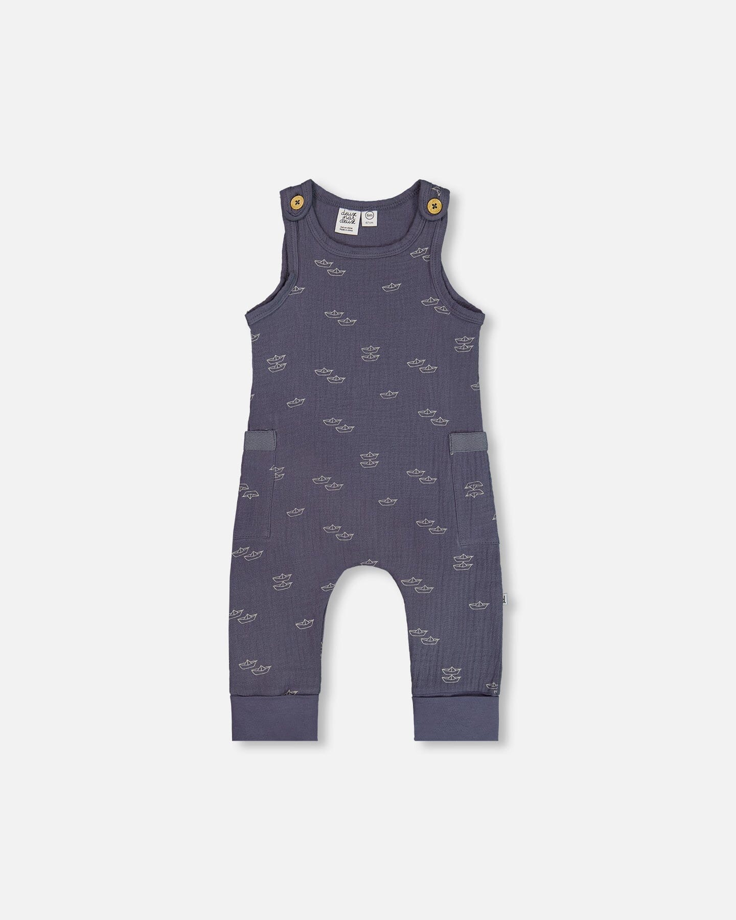 

Печатный муслиновый комбинезон Navy Blue Paper Boats Deux par Deux