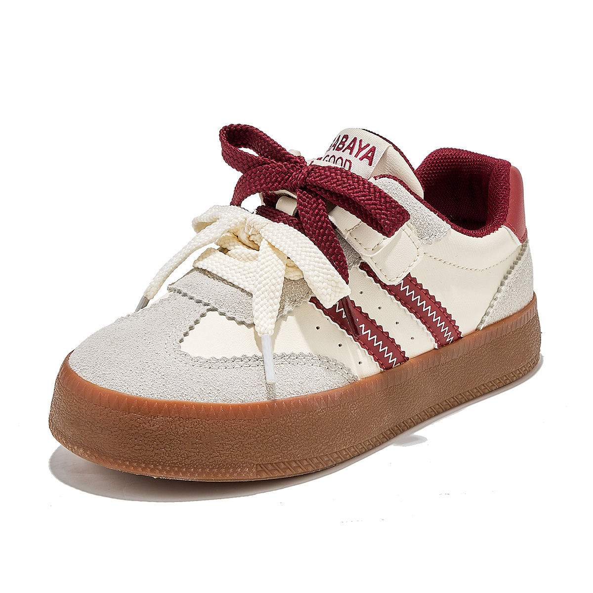 Детские кроссовки для скейтбординга с защитой от ударов, износостойкие, легкие, амортизирующие, сбалансированные Babaya, бежевый/бордовый — фото 2