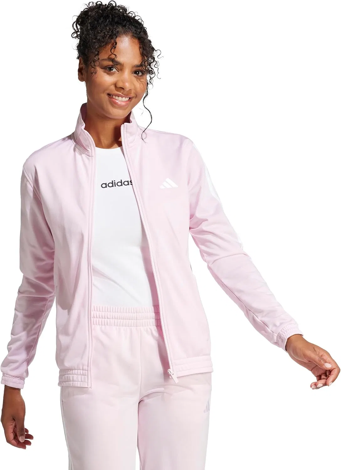 Толстовка женская с тремя полосками adidas, Clear Pink — фото 2