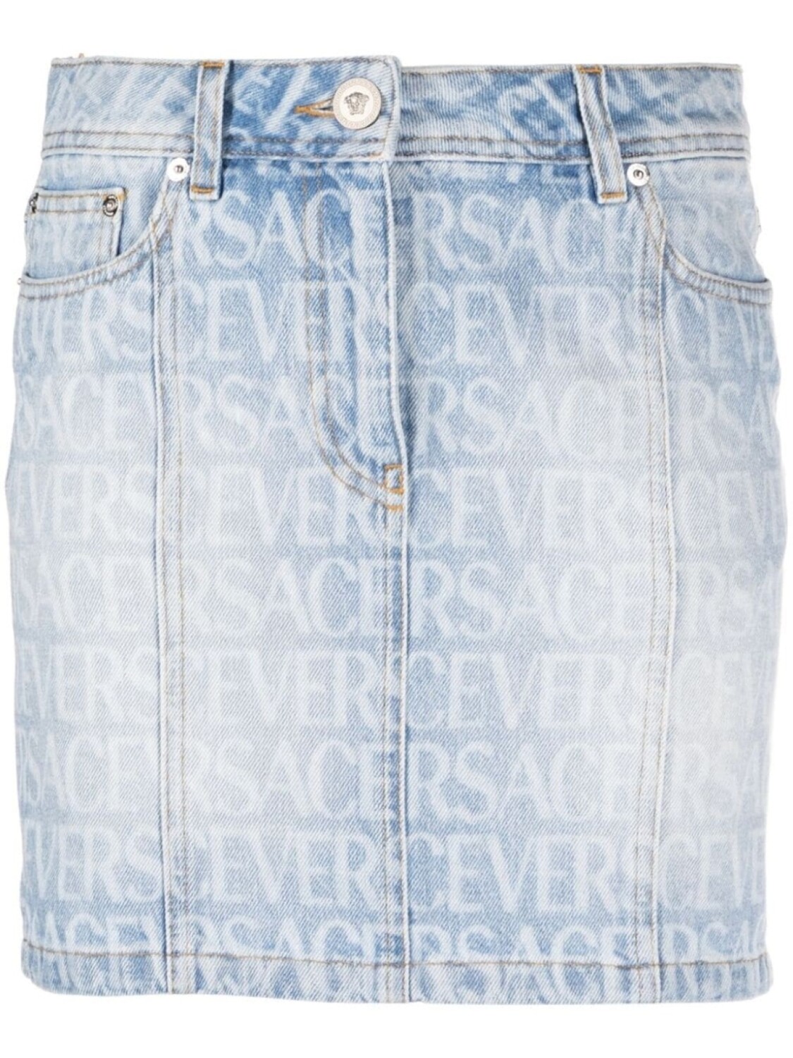 

Versace джинсовая юбка с логотипом Allover, синий