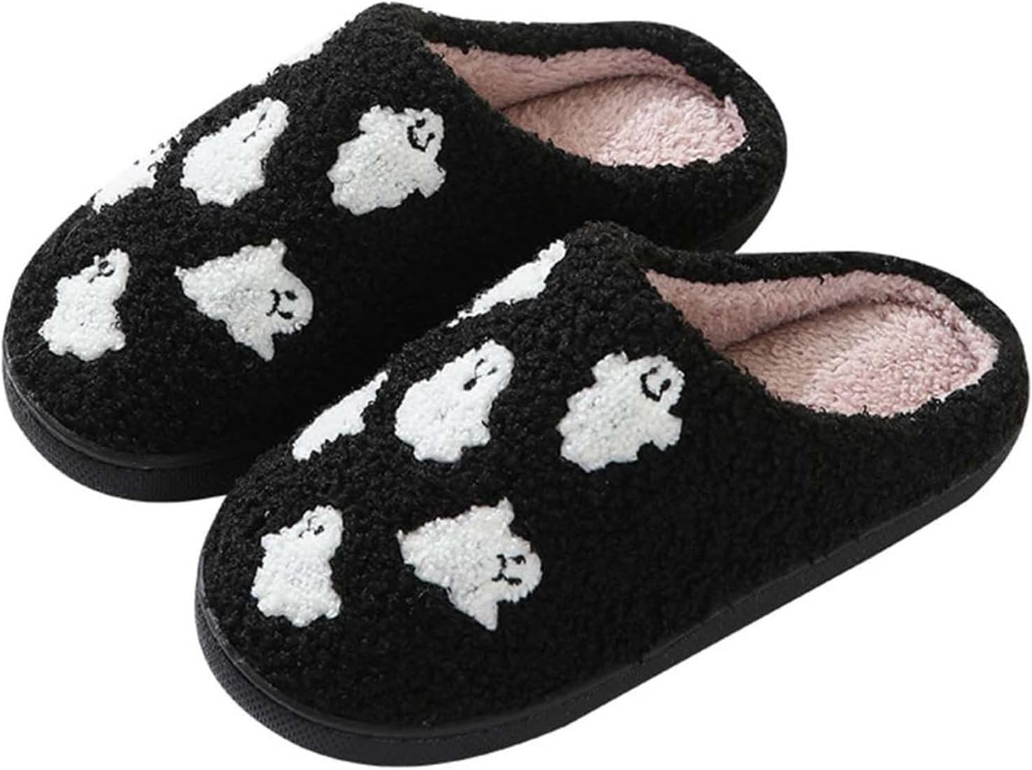 

Женские тапочки на Хэллоуин с изображением милых привидений, зимние теплые мягкие домашние тапочки, уютные, легкие и удобные, слипоны для дома и улицы Generic, черный