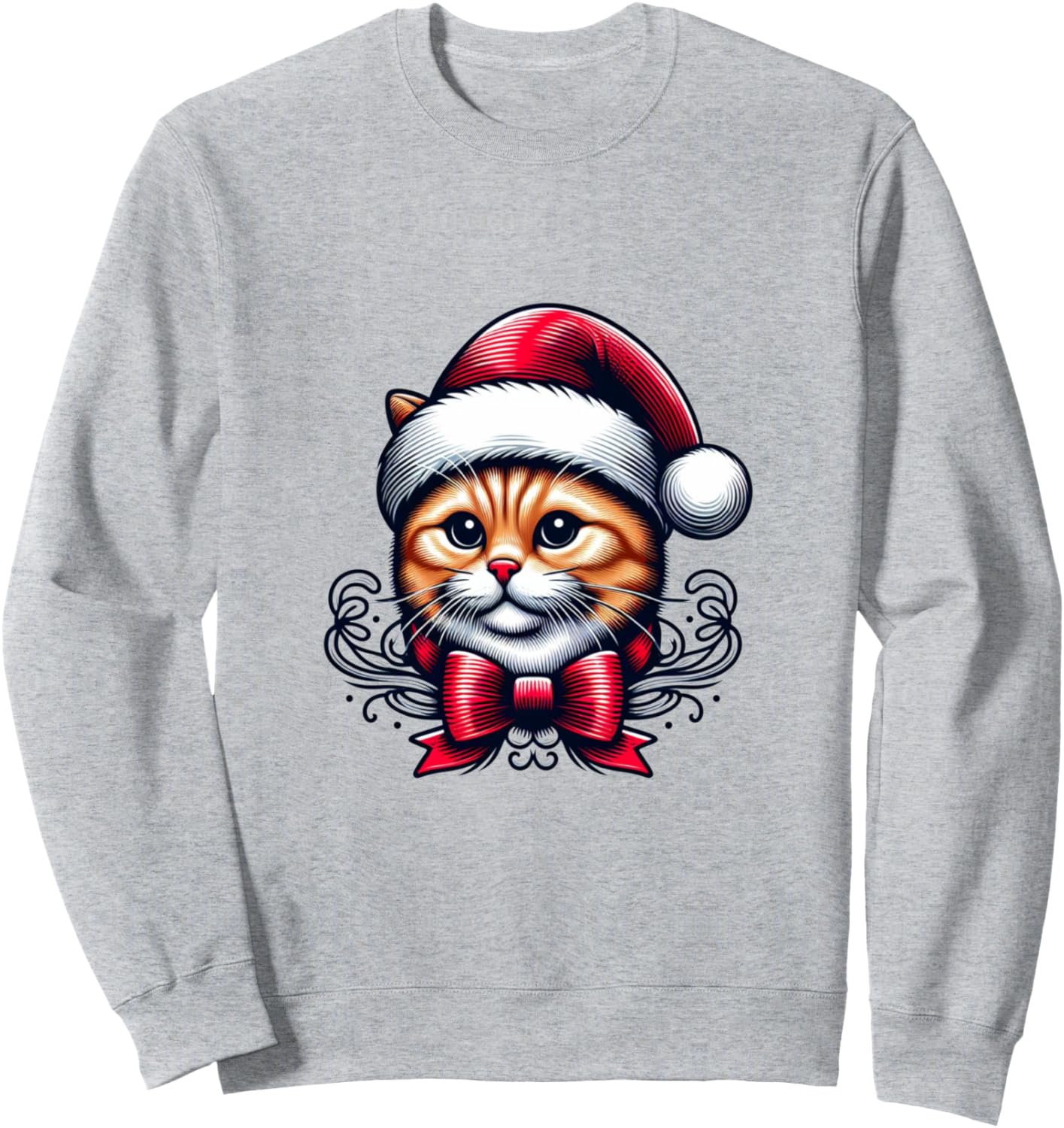 

Милая шапочка с котиком на Рождество, толстовка Christmas Cat Designs Von Drosoman, серый