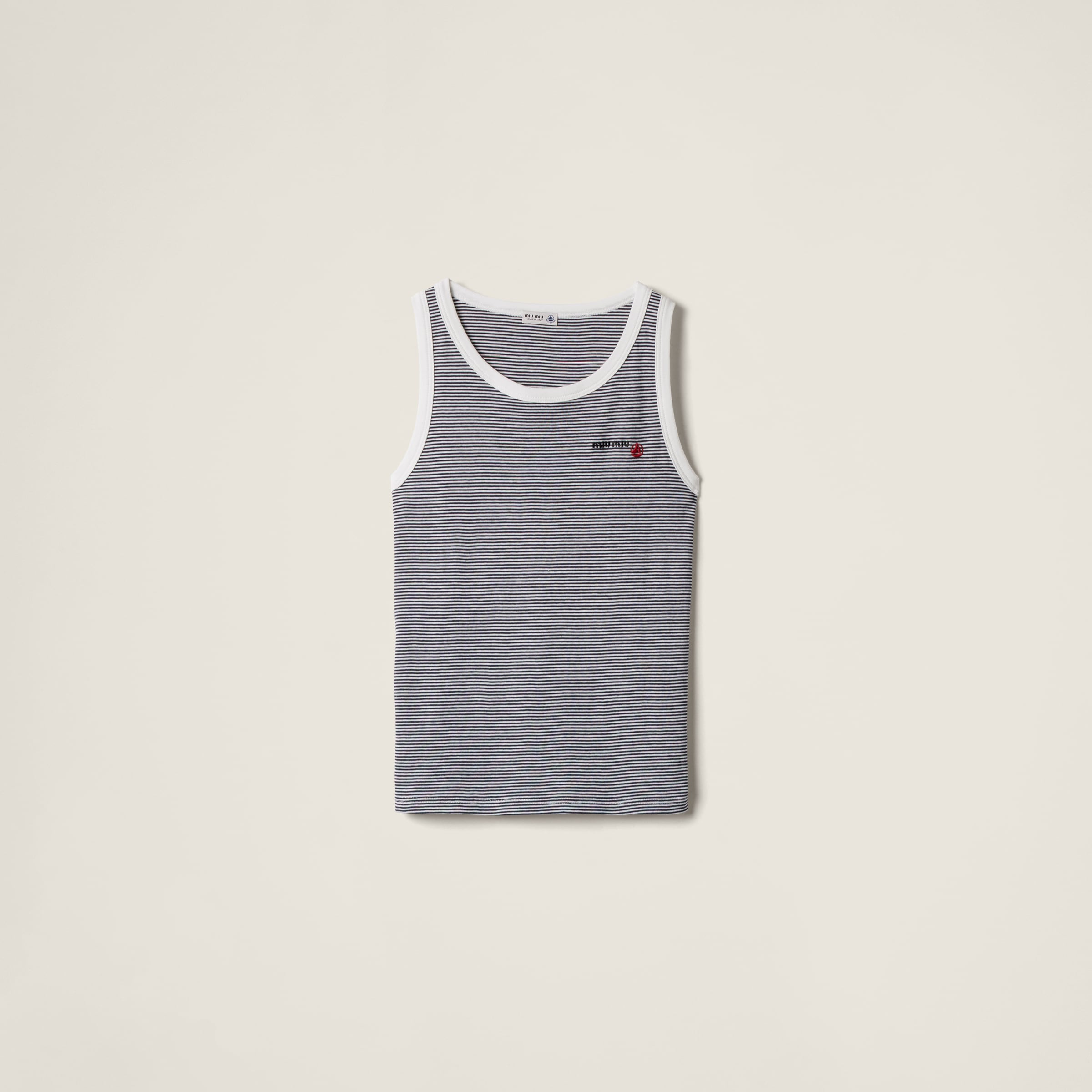 

Трикотажный топ в рубчик petit bateau x miu miu MIU MIU, белый/синий