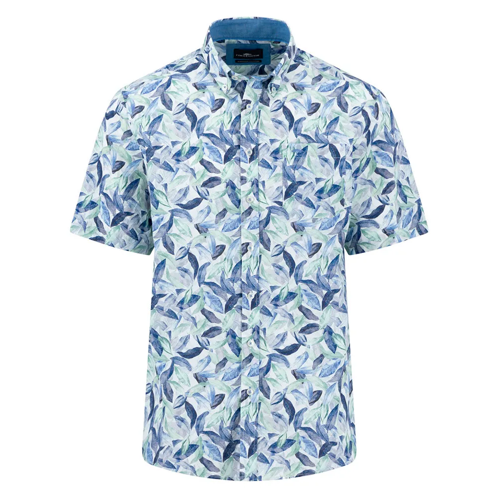 

Рубашка с коротким рукавом из поплина с летним принтом от Fynch Hatton, синий