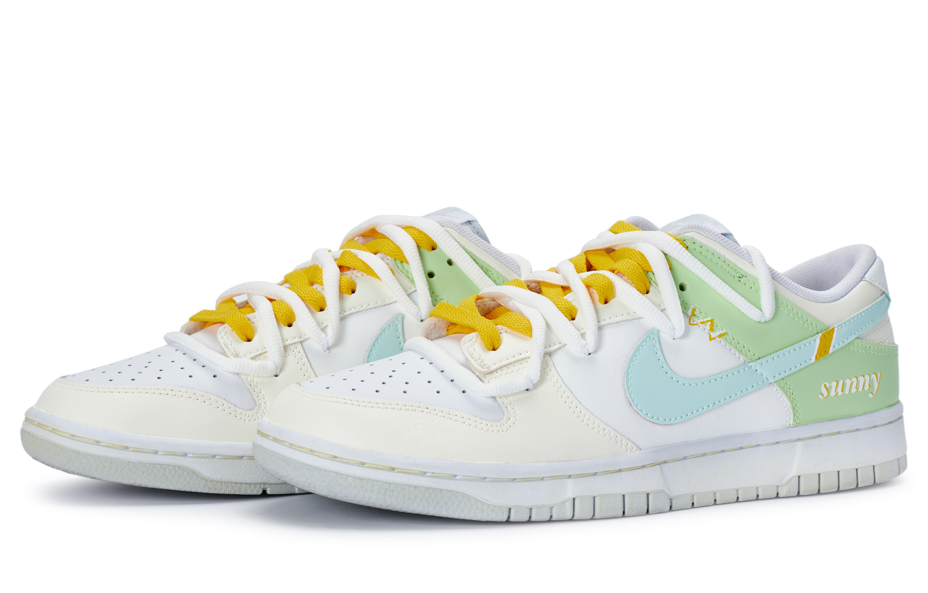 

Кроссовки Nike Dunk Skateboarding Shoes Men Low-top Yellow/Green/Blue, белый/желтый/зеленый/синий