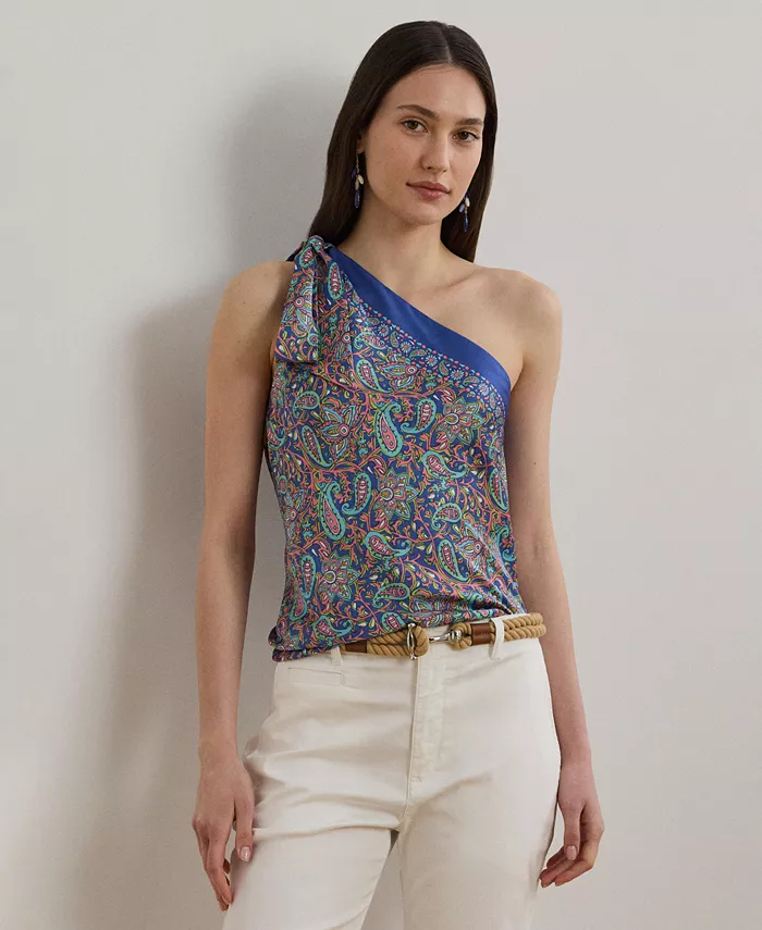 

Женская блузка с одним плечом в клетку пейсли Lauren Ralph Lauren, мультиколор