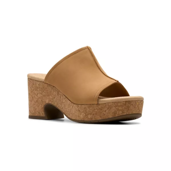 Стильные женские босоножки на танкетке Nerisa Vine Clarks, цвет light tan nubuck