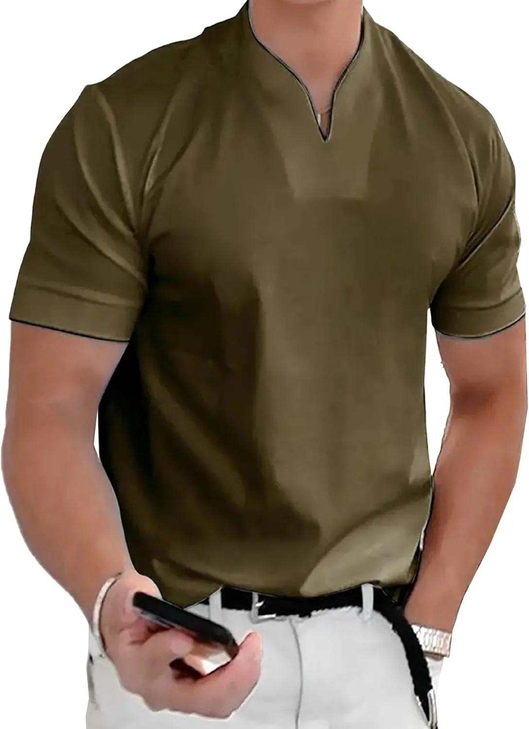 

Мужская футболка Slim Fit Cotton V-Neck QOAAIE