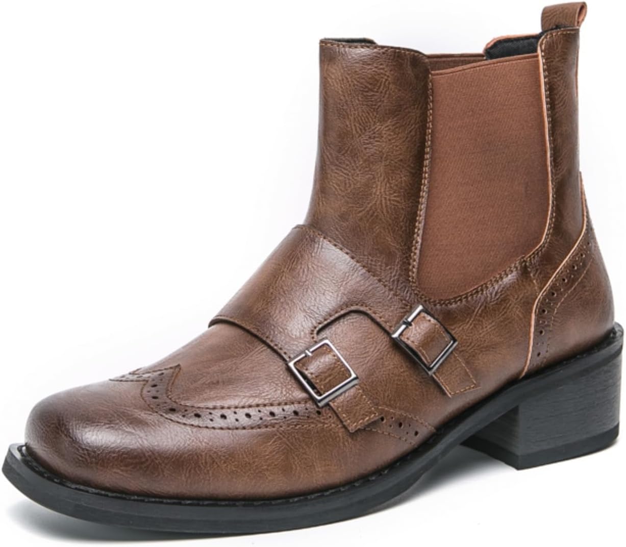 

Мужские коричневые кожаные ботинки Chelsea Aokisx, броги - детализированные ботинки до щиколотки с пряжками, стильные и удобные для повседневной носки
