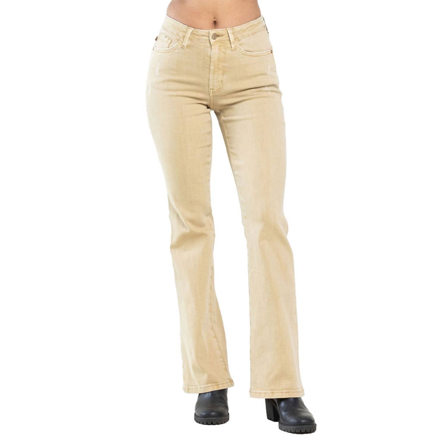 

Judy Blue Джинсы-клеш средней посадки, окрашенные в готовом виде, узкие, цвета хаки