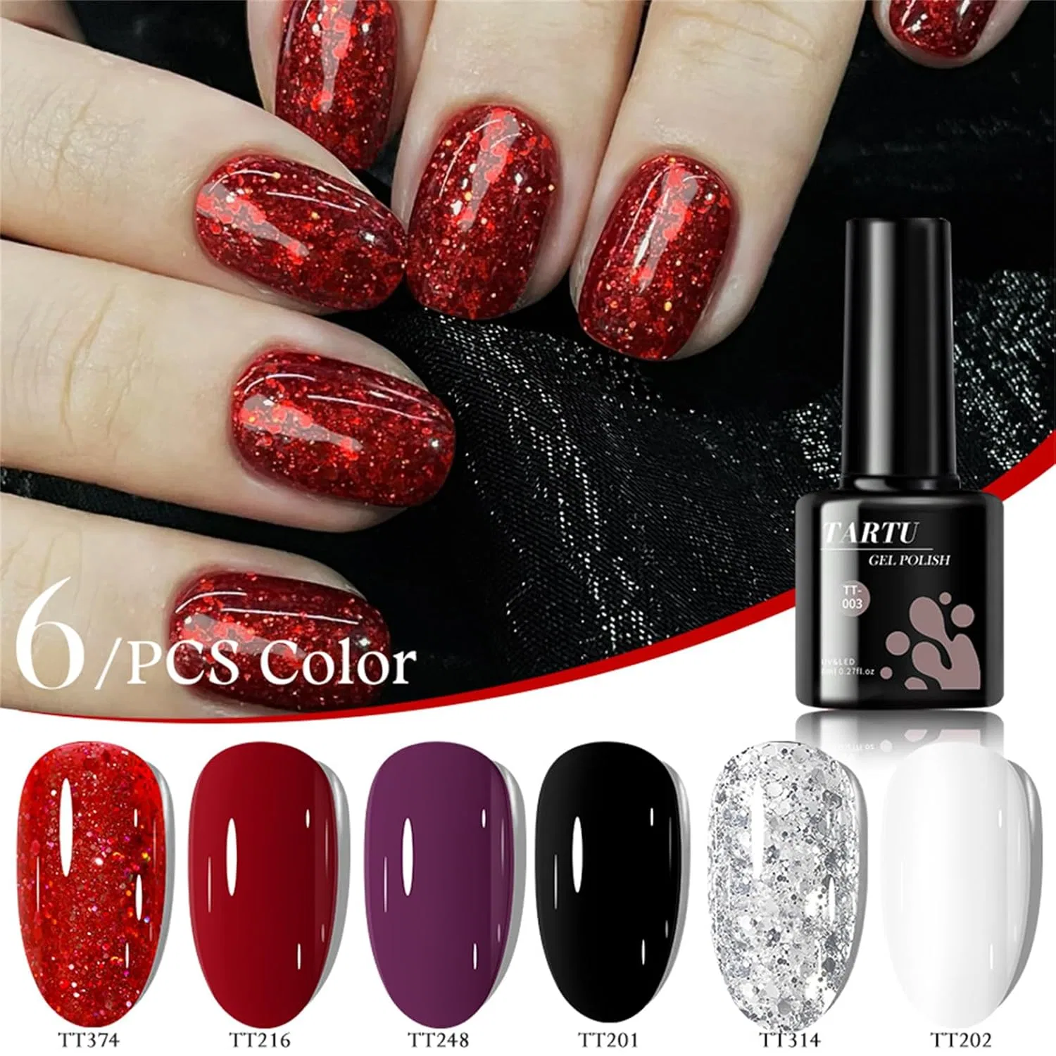 Набор из 6 гель-лаков «Cat Eye, Jelly & Paillettes» от TARTU (TT6085) Tartu, Tt6084 — фото 2