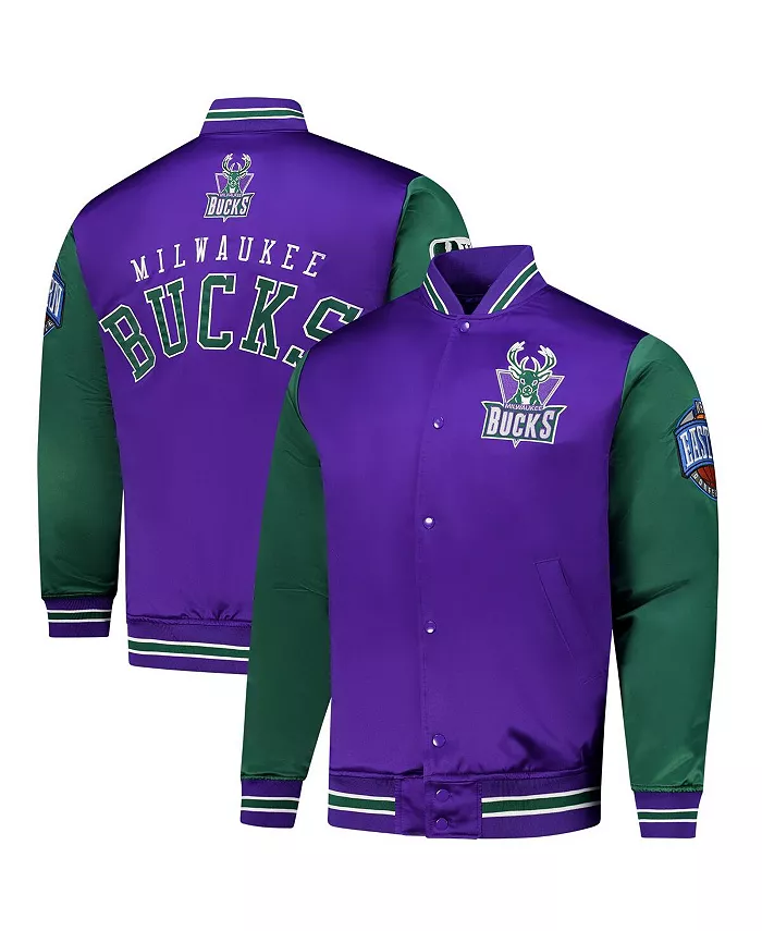 

Мужская фиолетовая сатиновая куртка Milwaukee Bucks Hardwood Classic Primetime на молнии Mitchell & Ness