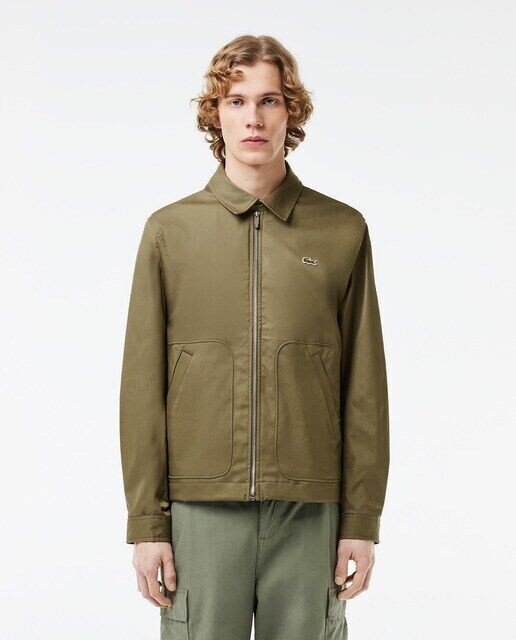 

Короткая непромокаемая куртка из хлопка Lacoste, хаки