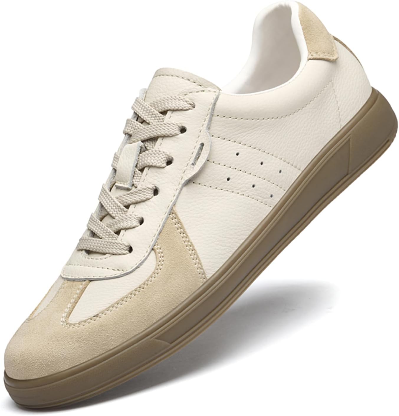 

Мужские модные кроссовки Abborora из кожи, ретро, повседневные, дышащие и удобные мужские кроссовки, бежевый