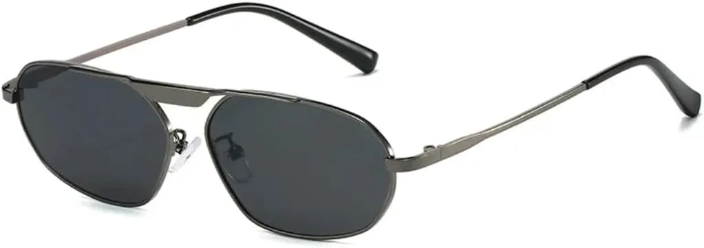 

Ретро-солнцезащитные очки в форме неправильного многоугольника из металла для женщин, модные мужские солнцезащитные очки UV400 в стиле панк VFDHN, Gun Grey