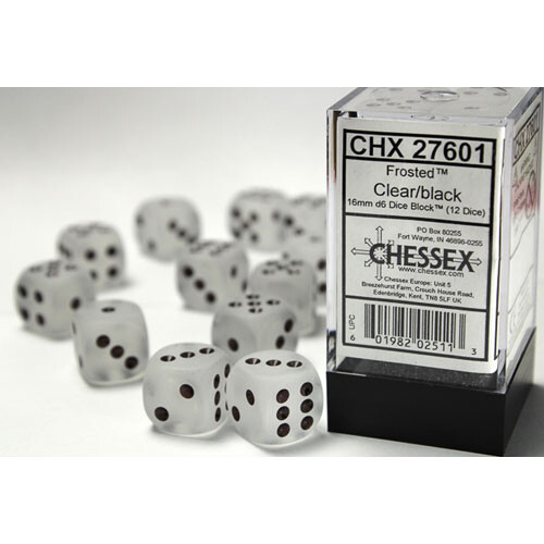 

Аксессуары Chessex Chessex 16mm d6 Set: Frosted - Clear w/ Black (12)