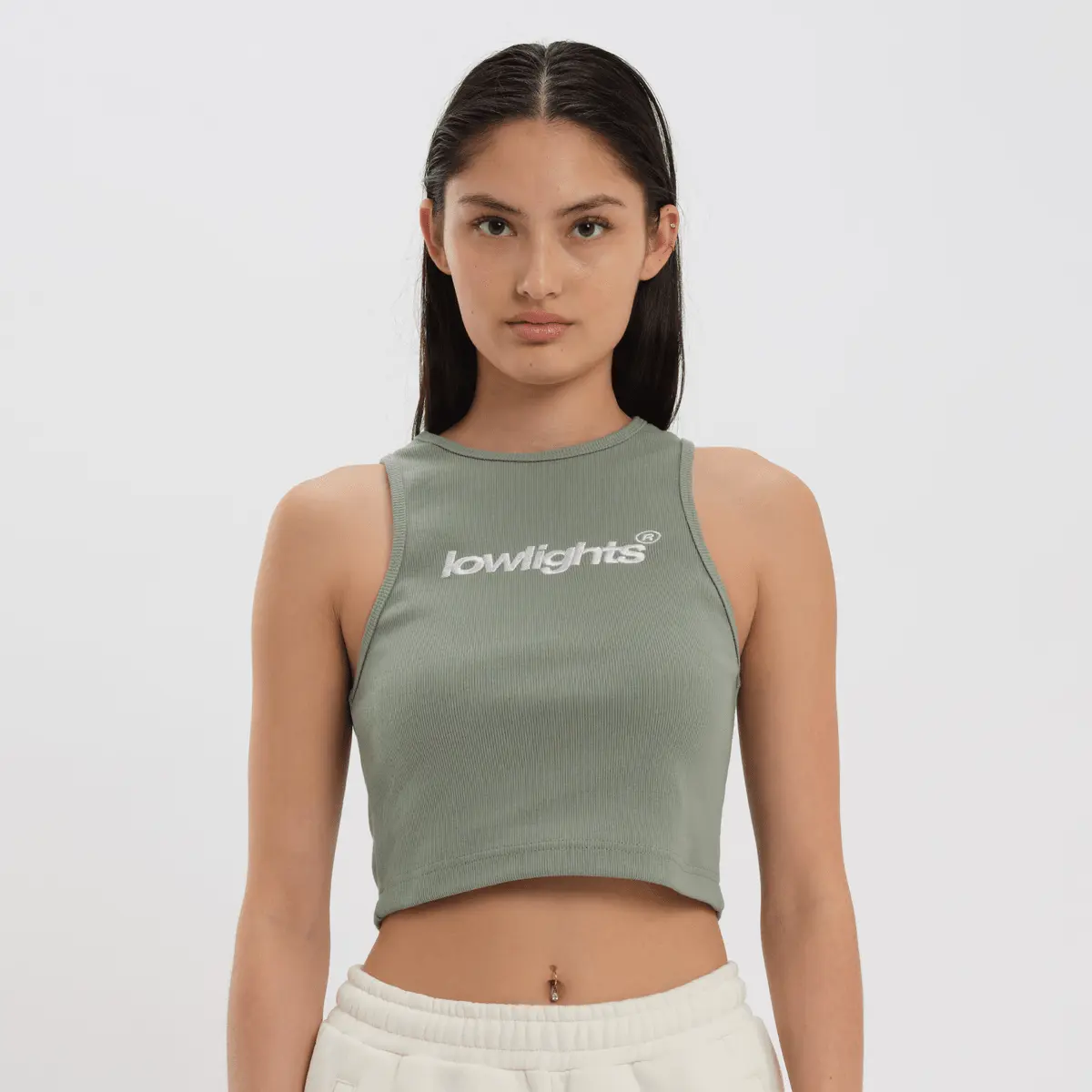 

Топ Low Lights Studios Basic Crop Top, зеленый/белый