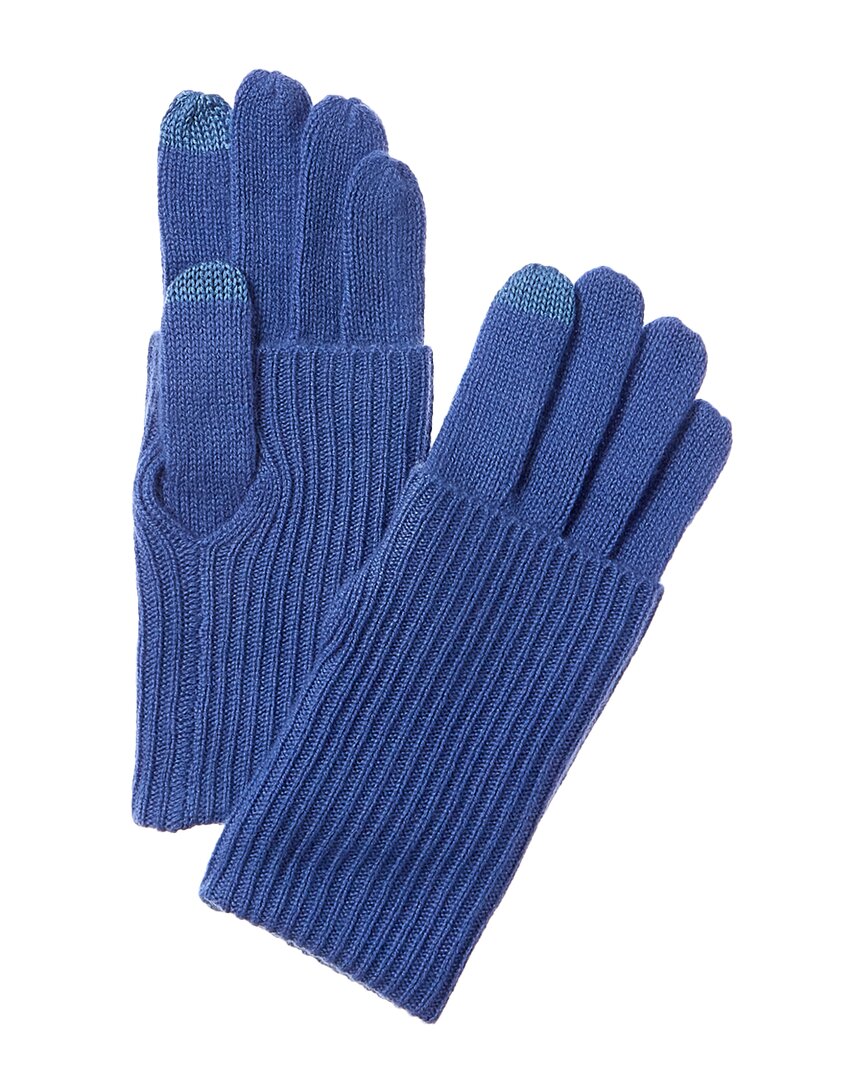 

Amicale Cashmere Кашемировые перчатки с отворотом и манжетой в рубчик, синий
