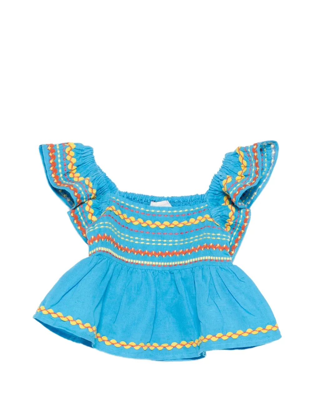 Топ с оборчатым воротником Stella McCartney Kids, синий