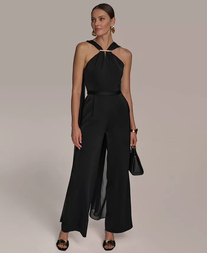 

Женский комбинезон с асимметричным вырезом Donna Karan New York, черный
