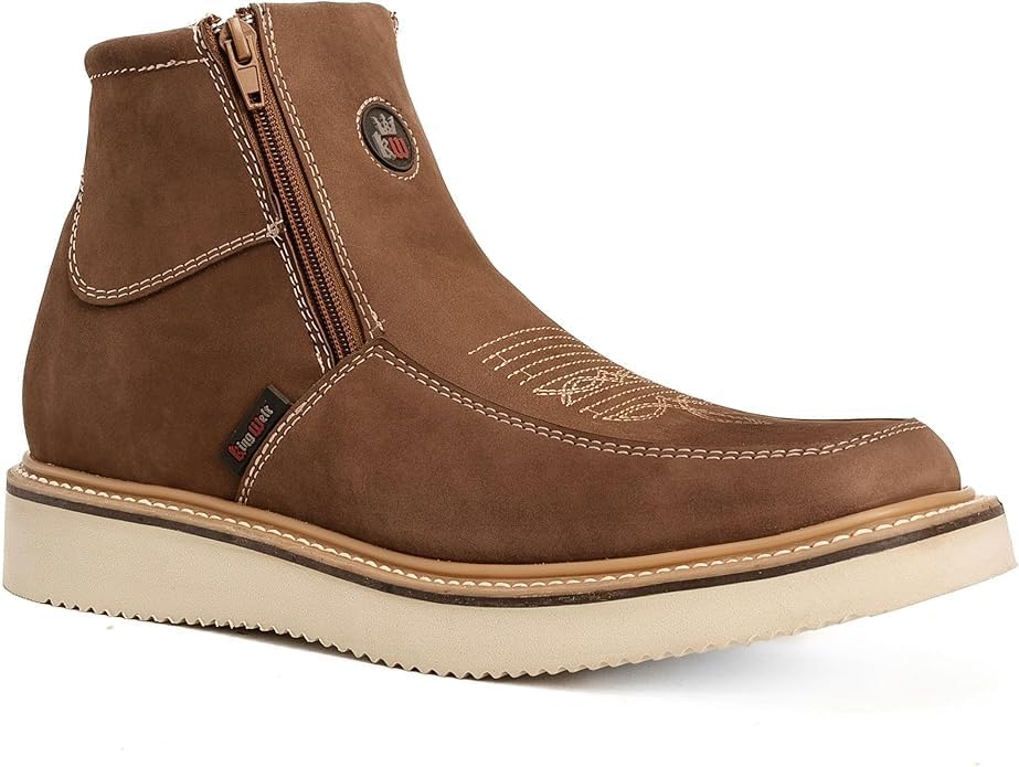 

Короткие ботинки King Welt Country Flex из натуральной кожи с двойной молнией, мягким носком и подошвой клин с полоской - песочный Generic, initial