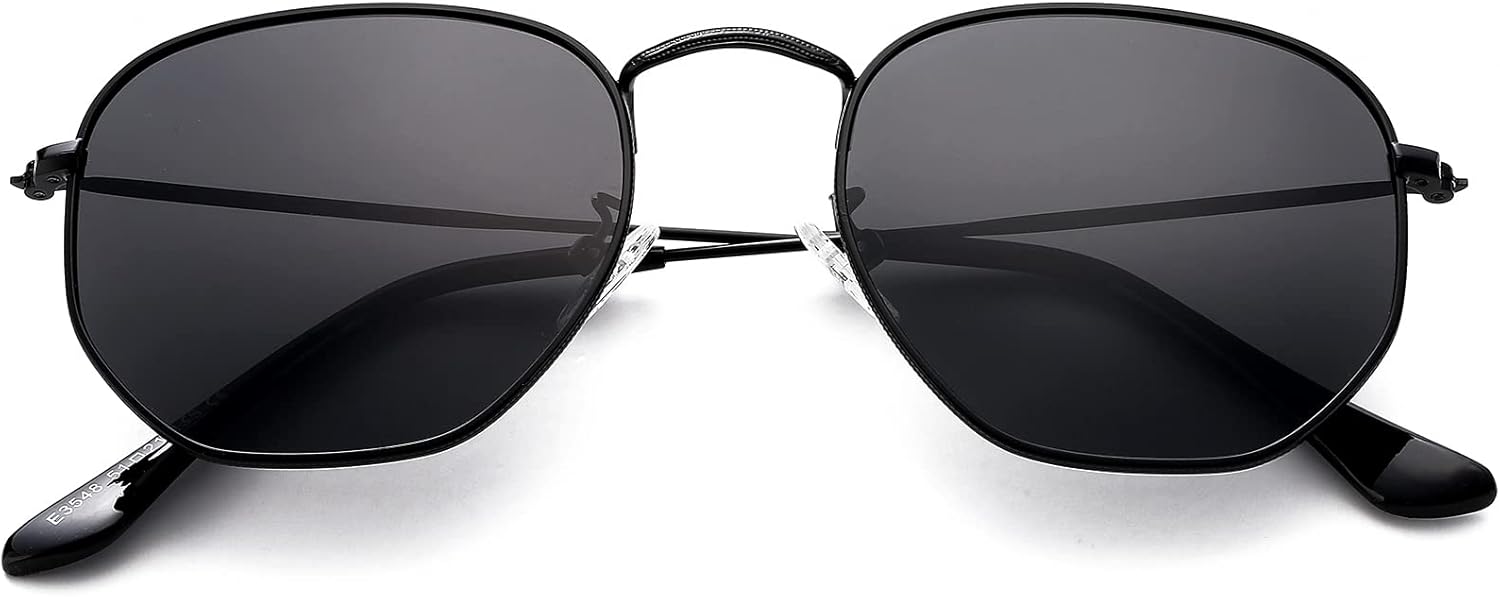 

Солнцезащитные очки PORADAY шестиугольной формы с поляризацией для женщин и мужчин, винтажные квадратные металлические солнцезащитные очки с геометрическим рисунком, Black/Gray