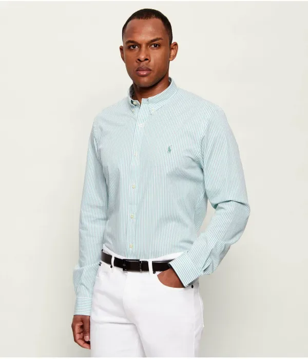 Рубашка slim fit Polo Ralph Lauren, зеленый — фото 3