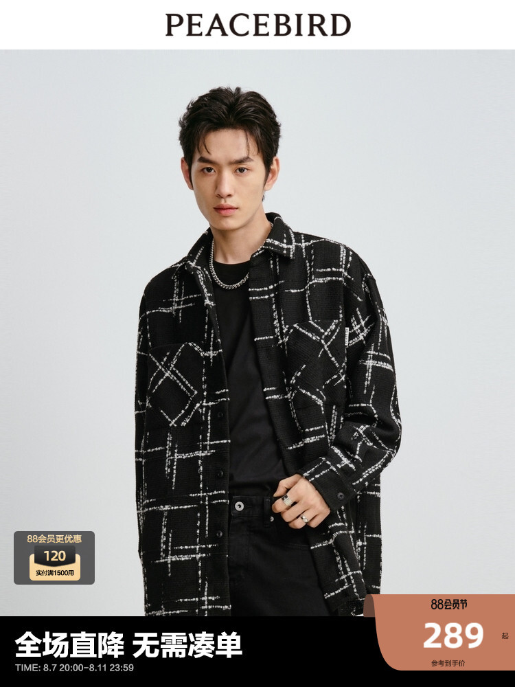 

Рубашка мужская Peacebird в клетчатый узор, черный