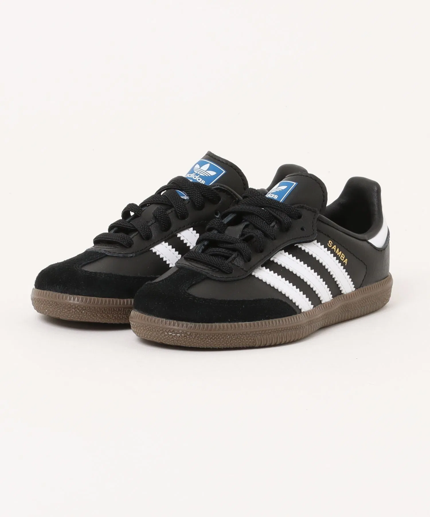 Детские кроссовки Adidas Samba OG CF EL кожаные чёрные