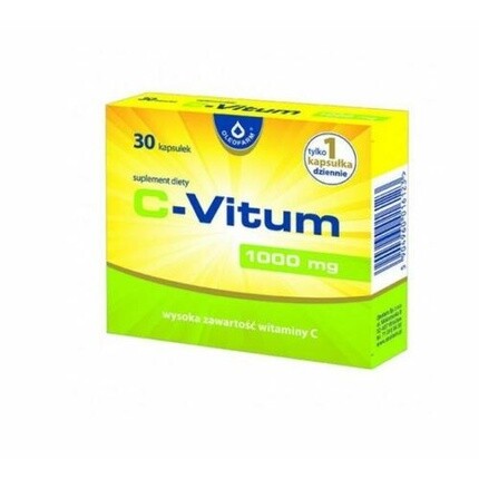 

C Vitum 1000 Витамин С 30 капсул - поддерживает иммунную систему, кровеносные сосуды, стресс, усталость, коллаген, Oleofarm, Желтый, C Vitum 1000 Витамин С 30 капсул - поддерживает иммунную систему, кровеносные сосуды, стресс, усталость, коллаген, Oleofar