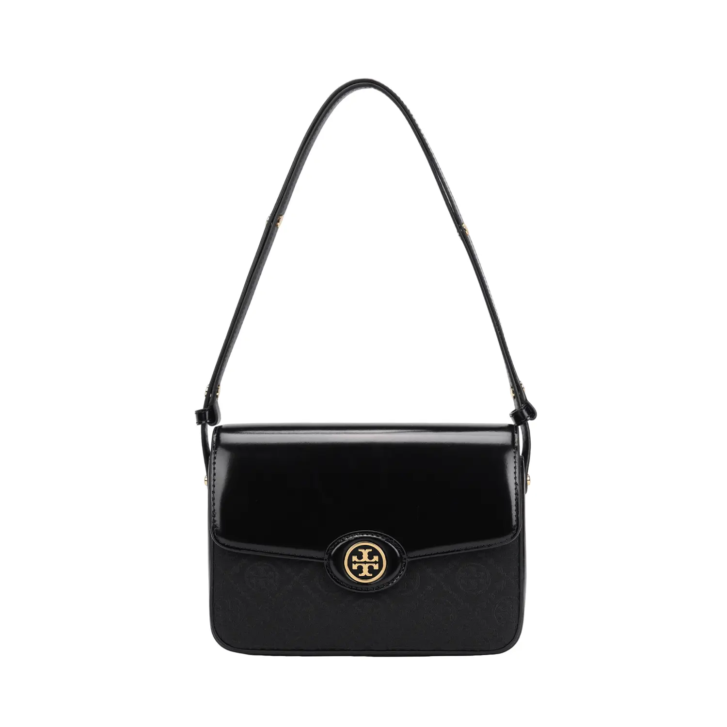 

TORY BURCH Монограмма Т Робинсон Шлифованный Преобразуемый Плечевой Мешок Чёрный