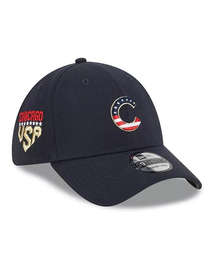 

Мужская темно-синяя шляпа Chicago Cubs 4 июля 39THIRTY Flex Fit, 2023 г New Era