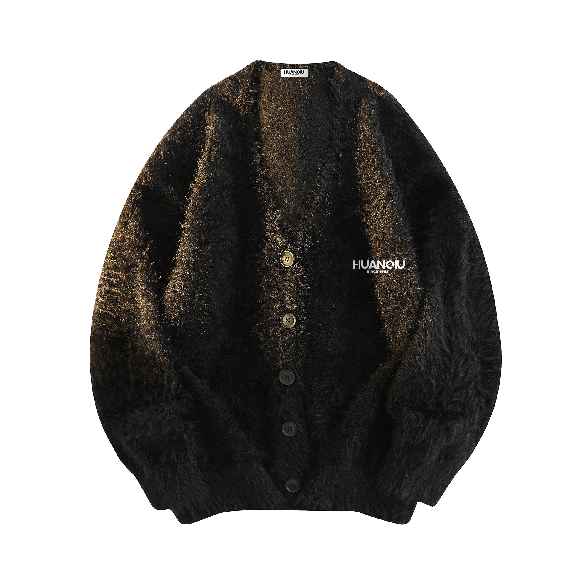 

Кардиган Unisex V-образный вырез Moderate HUANQIU, черный