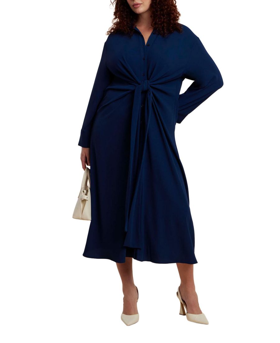 

Женское мини-платье большого размера из струящейся искусственной кожи ELOQUII, Pageant blue