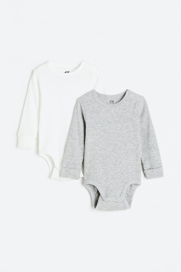 

Два комплекта боди регулируемой посадки с длинными рукавами H&M, серый