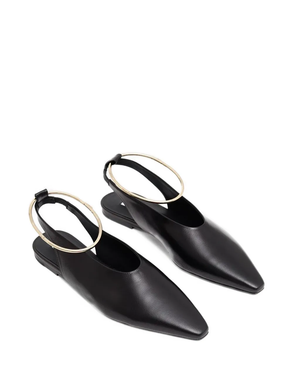 Балетки с заострённым мысом, кольцевым декором и каблуком 35 мм Jil Sander, черный — фото 2