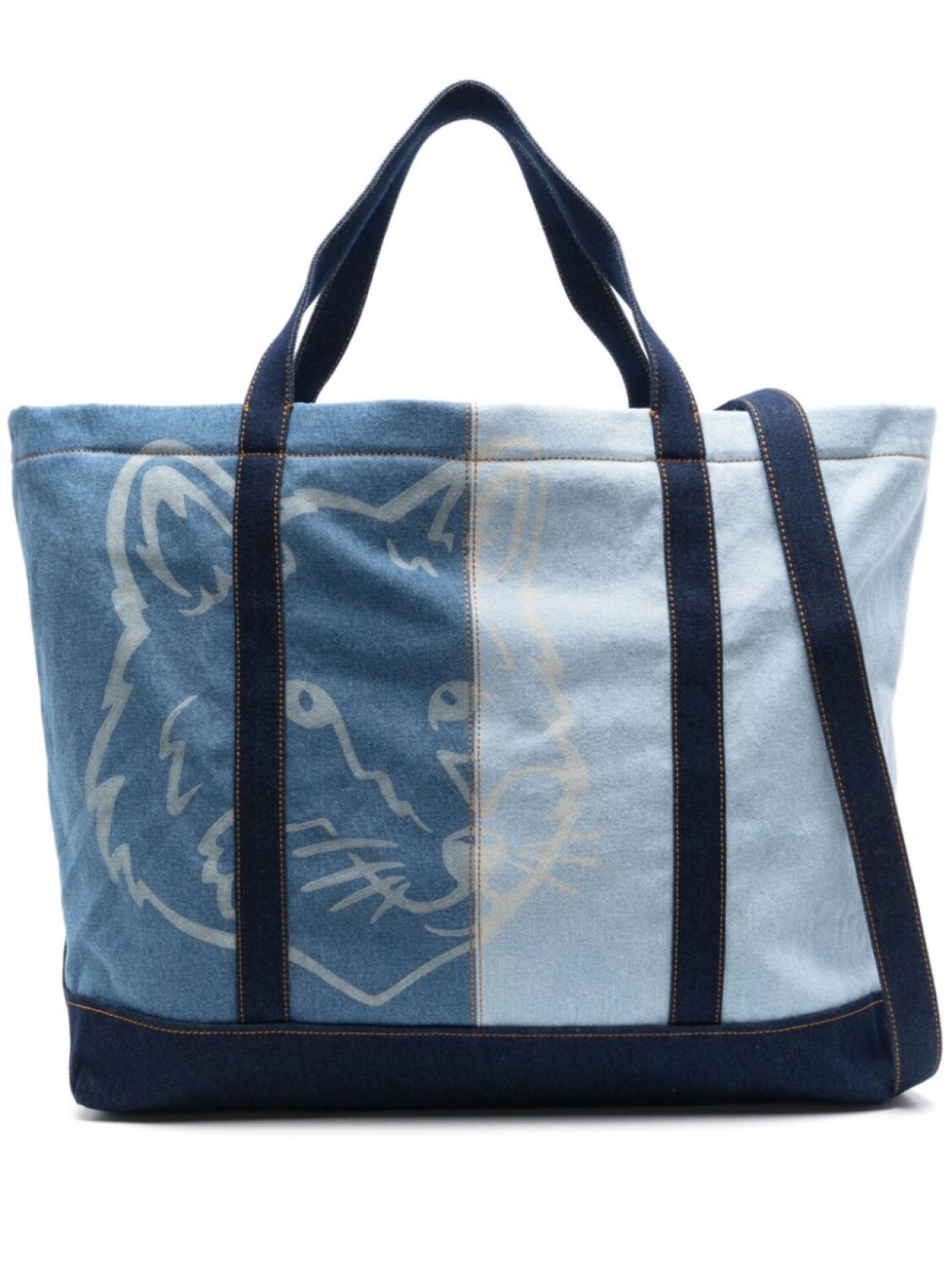 

Сумка-тоут с принтом Fox Head Maison Kitsuné, синий