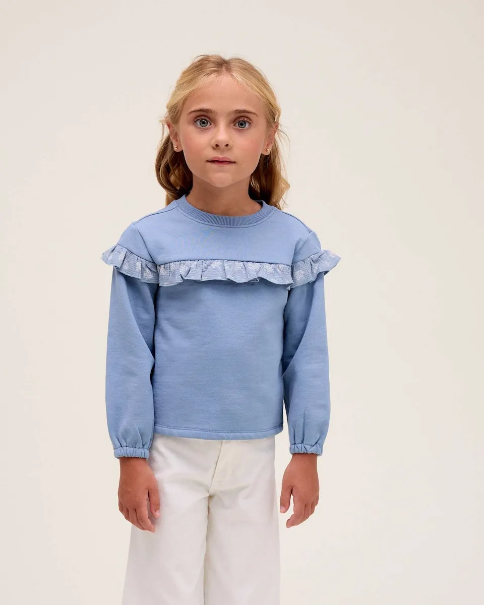 

Детский свитшот с оборкой Dadati, небесно-голубой