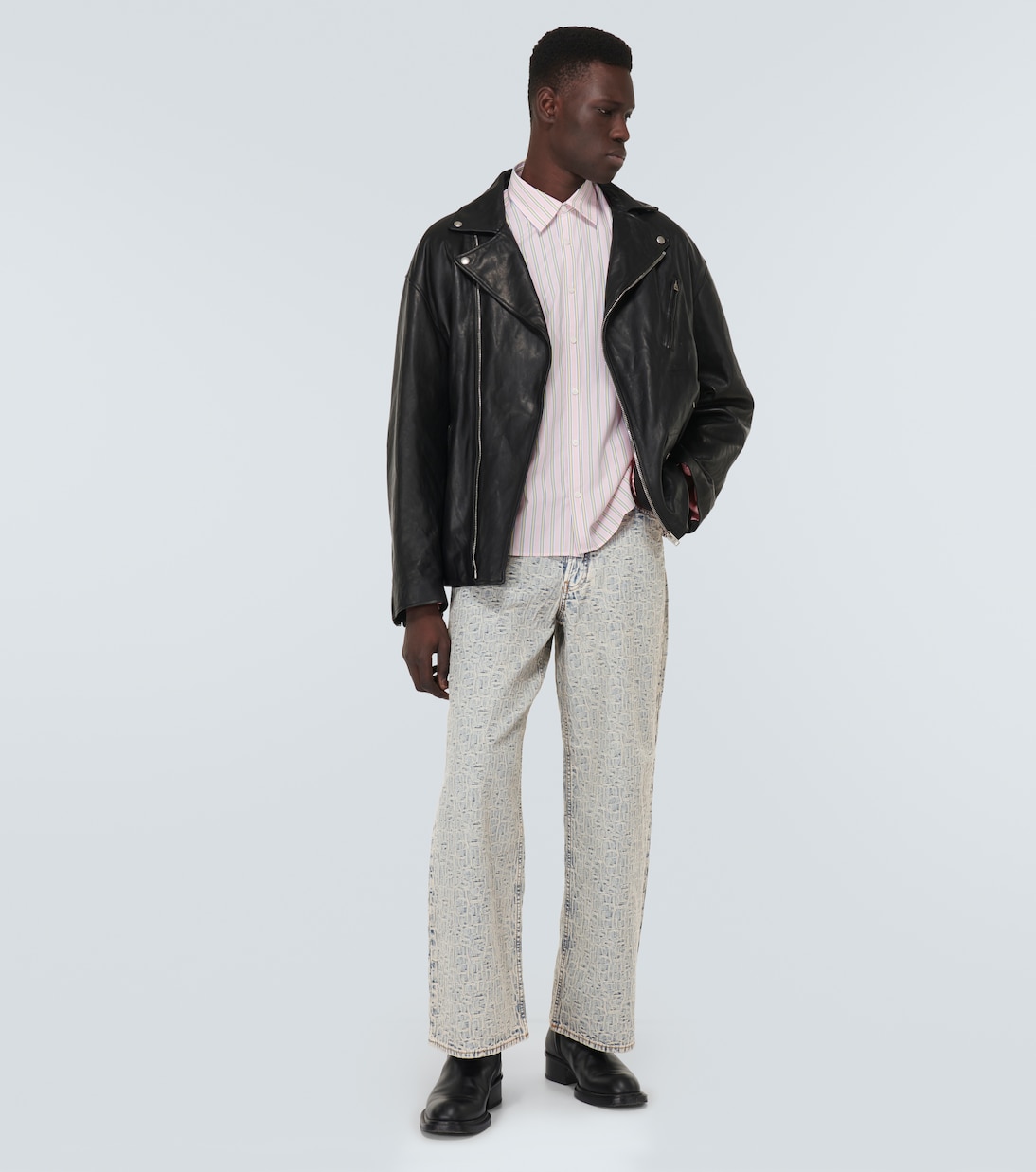 Джинсы широкого кроя с монограммой 1981M Acne Studios, Blue/Beige — фото 2