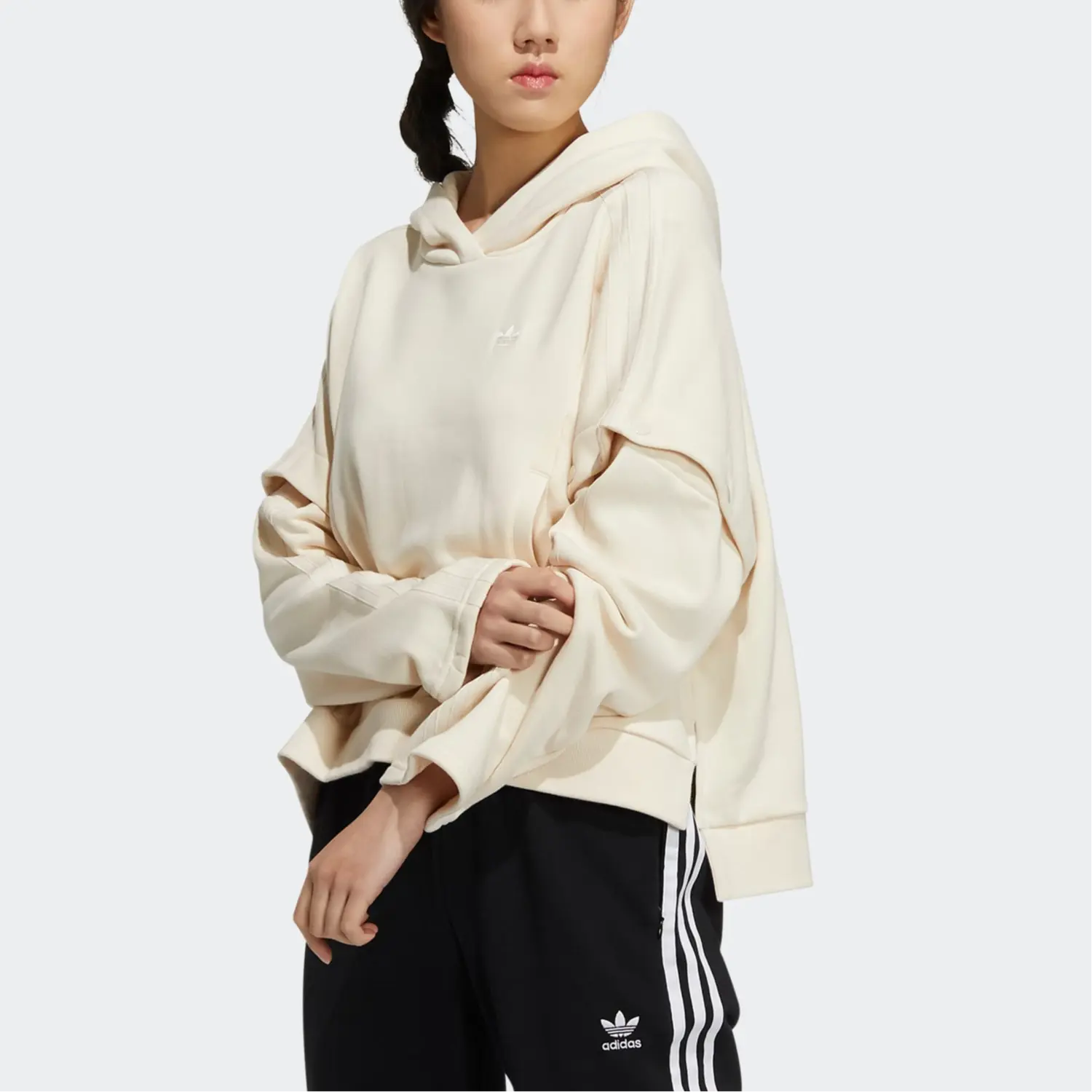 Современная толстовка с капюшоном женская Ecru Adidas Originals — фото 4