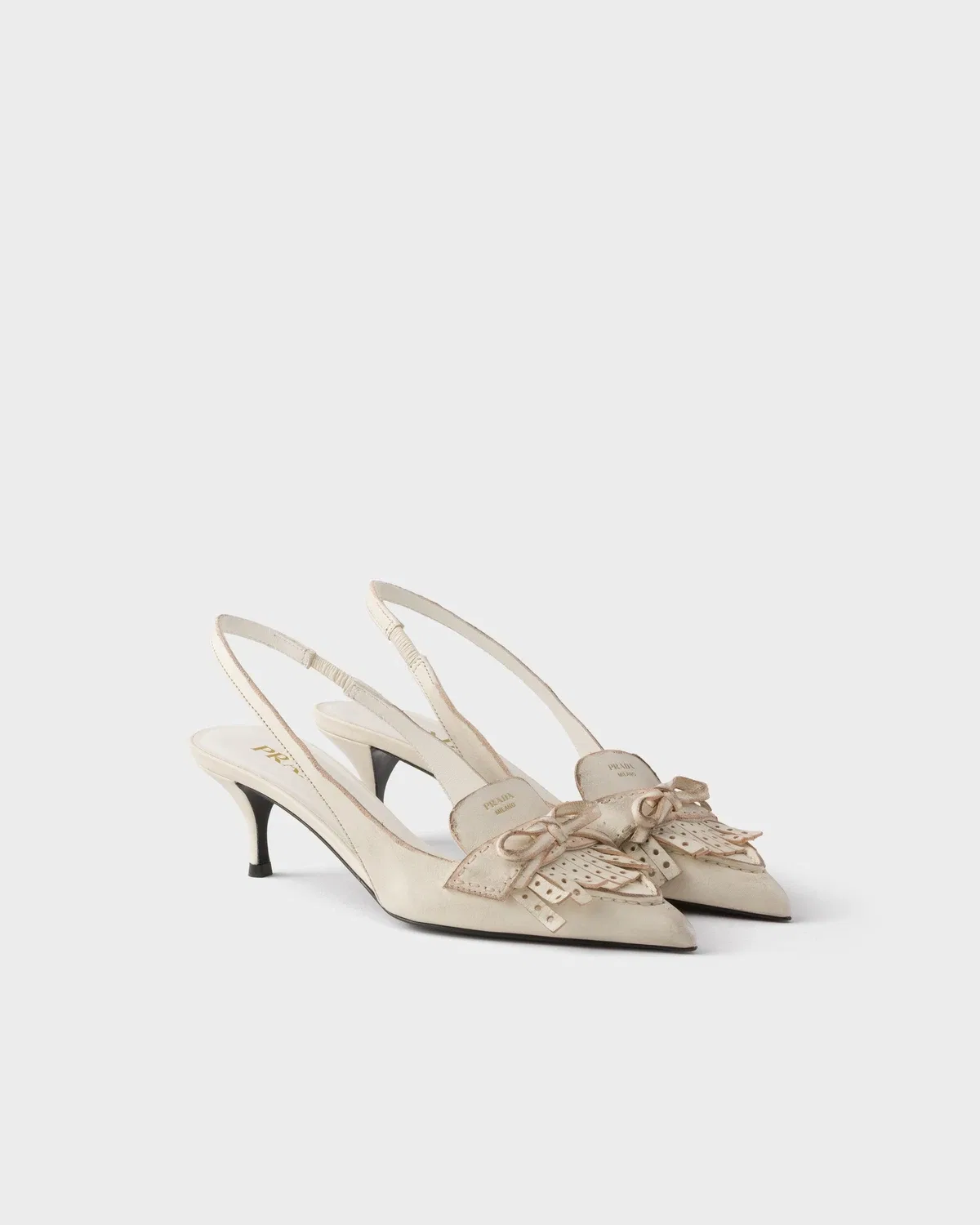 Кожаные туфли-слингбэки Prada, белый