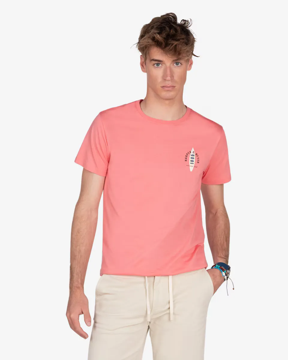 

Мужская футболка с короткими рукавами и крупным принтом Harper & Neyer, коралловый