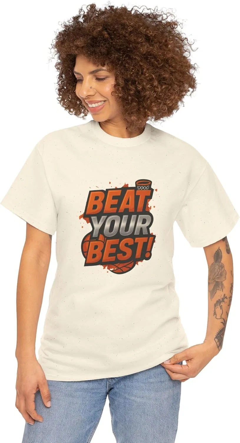 Футболка мотивационная Beat Your Best, Unisex Heavy Cotton Tee, цвет Natural — фото 2