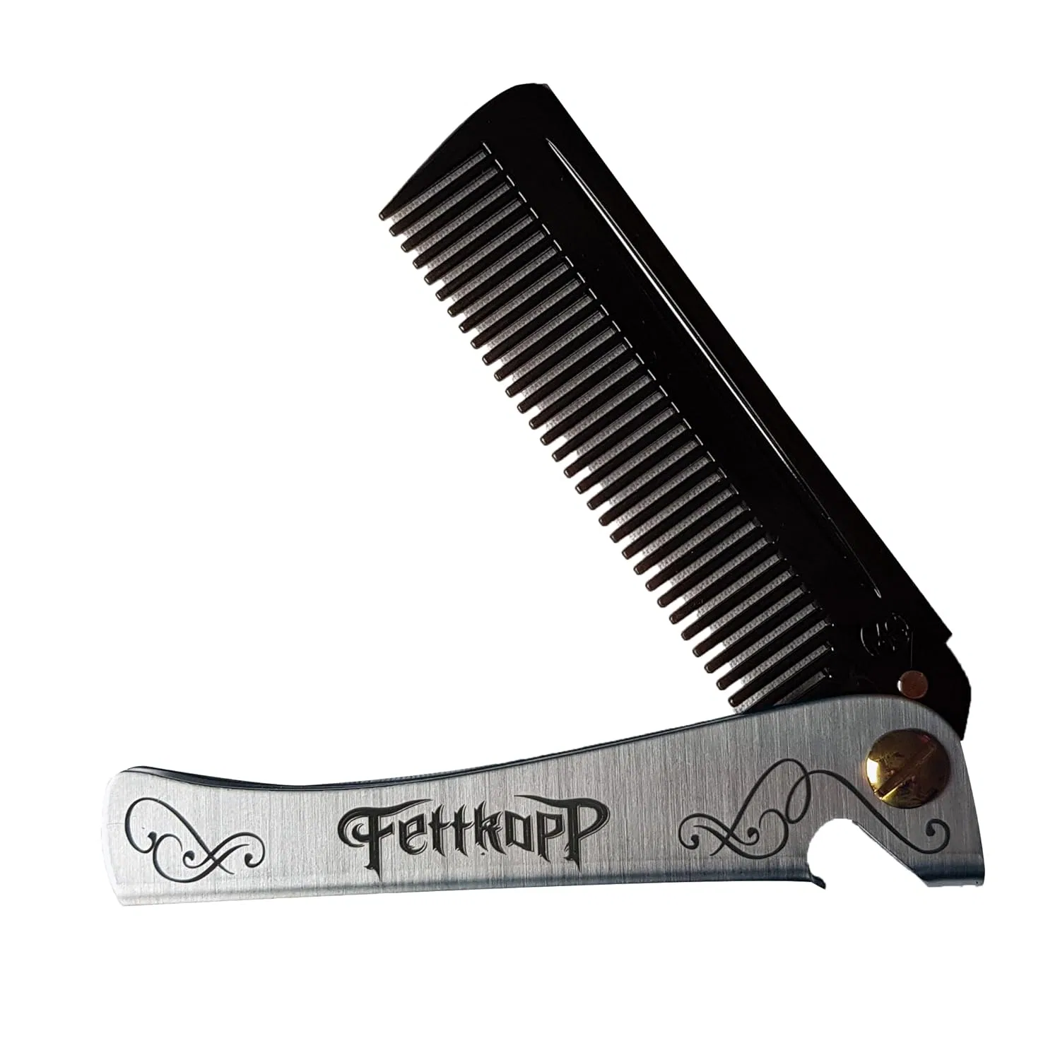 Складная карманная расческа The Man Comb с металлической ручкой, зеленая Fettkopp, Green — фото 2