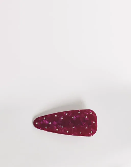 

Шлепанцы для волос ASOS DESIGN бордового черепахового цвета с прозрачными драгоценными камнями