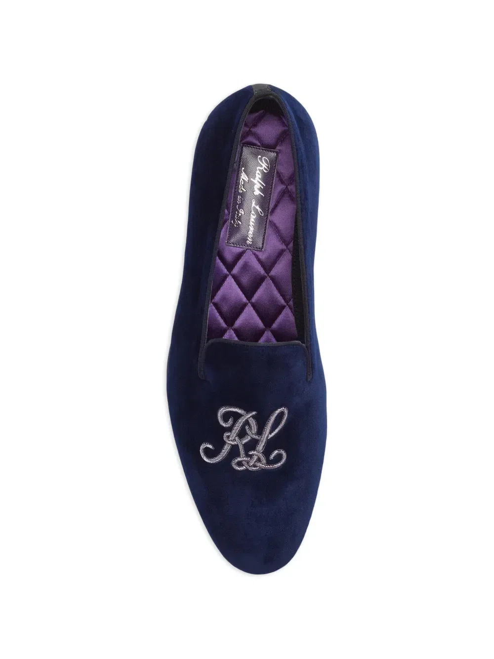 Бархатные лоферы Alonzo с вышивкой нитью Ralph Lauren Purple Label, синий — фото 4