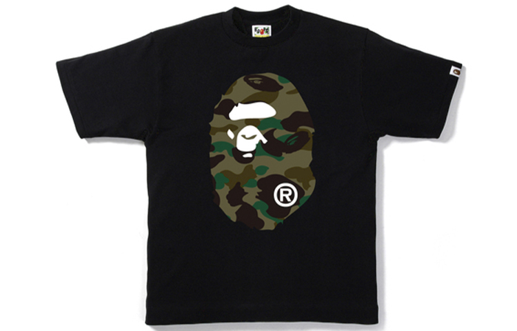 Футболка Bape Reflector 1st Camo Big Ape Head Tee A BATHING APE, черно-зеленая — фото 4